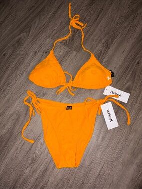 Hurley Bright Orange Tang Tie-Side Triangle Bikini